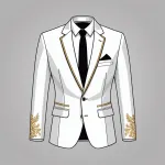 white suit jacket with gold accents image